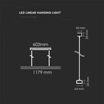 60W(6600Lm) LED lineaarne valgusti, rippvalgusti, V-TAC SAMSUNG, garantii 5 aastat, neutraalne valge 4000K