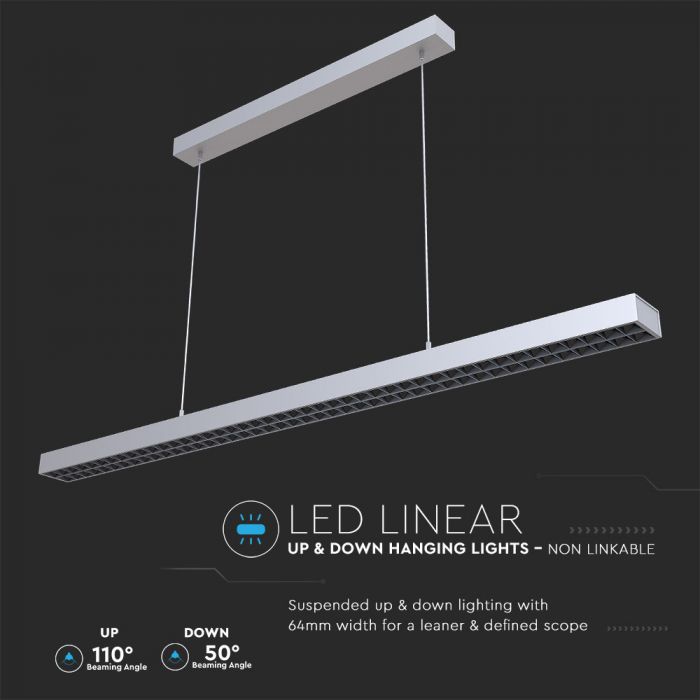 60W(6600Lm) LED lineaarne valgusti, rippvalgusti, V-TAC SAMSUNG, garantii 5 aastat, neutraalne valge 4000K