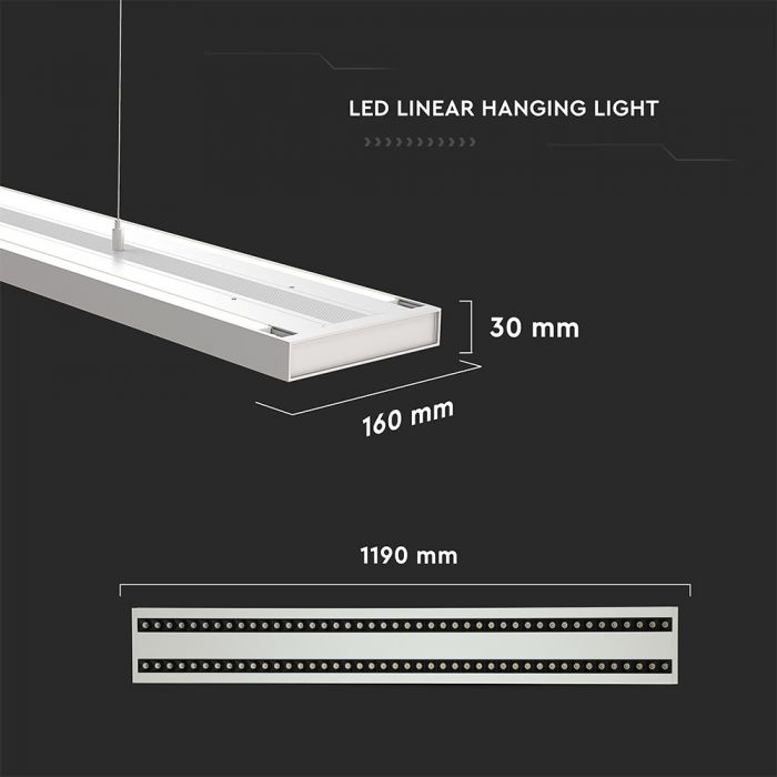 60W(6600Lm) LED Lineārais gaismeklis, iekarams, V-TAC SAMSUNG, garantija 5 gadi, neitrāli balta gaisma 4000K