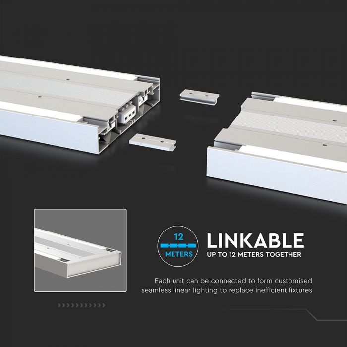 60W(6600Lm) LED Lineārais gaismeklis, iekarams, V-TAC SAMSUNG, garantija 5 gadi, neitrāli balta gaisma 4000K