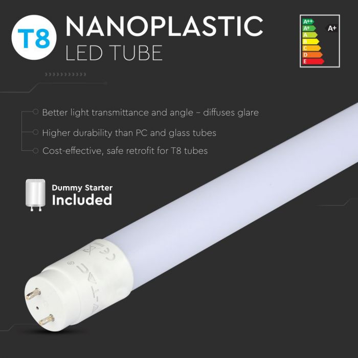 T8 18W(1700Lm) LED spuldze, 120cm, V-TAC, garantija 3 gadi, auksti balta gaisma 6400K