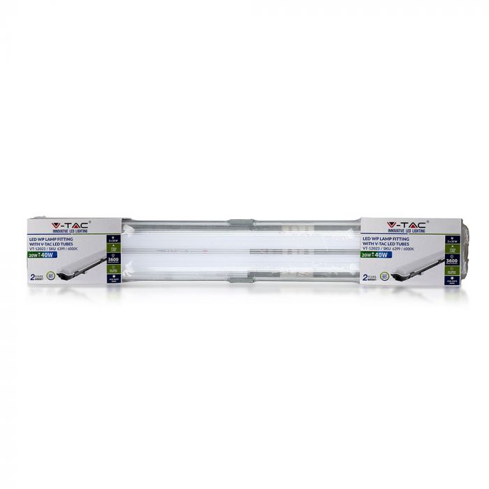 IP65-ram med 2x18W(3400Lm) 120cm T8 LED-lampor, V-TAC Nano, neutralvit 4000K