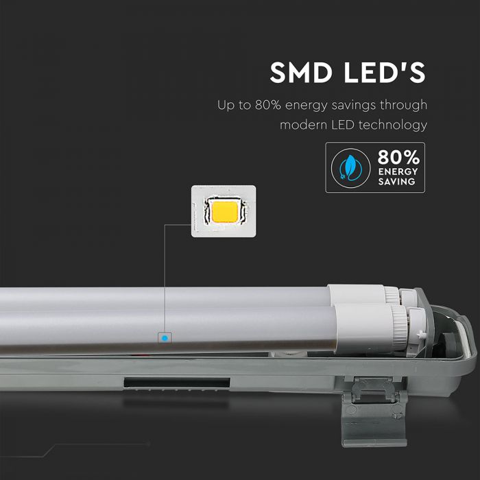 IP65 raam, 2x22W(4000Lm) 150cm T8 LED-lambid, V-TAC Nano, neutraalne valge valgus 4000K