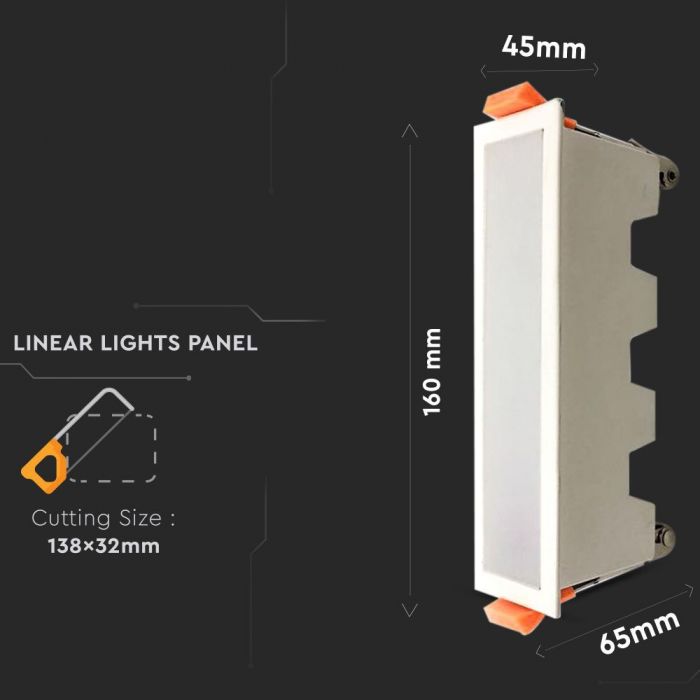 10W(750Lm) 16cm LED infälld takarmatur, IP20, V-TAC, utan stickpropp (kabelanslutning), kallvit 6400K