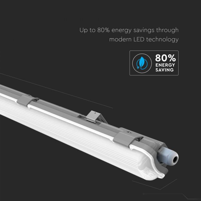 18W(1700Lm) 120cm LED T8 spuldžu gaismeklis, IP65 ūdensdrošs, V-TAC, neitrāli balta gaisma 4000K