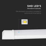 30W (4800Lm) 120cm LED Lineārais gaismeklis, IP20, V-TAC SAMSUNG CHIP, garantija 5 gadi, bez kontaktdakšas(kabeļu savienojums), auksti balta gaisma 6400K