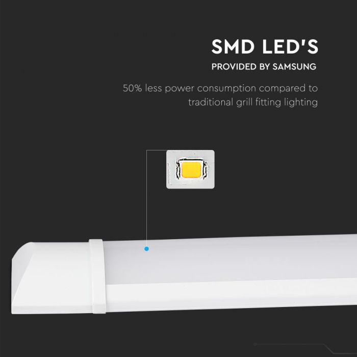 38W(5700Lm) 150cm LED lineārais gaismeklis V-TAC SAMSUNG CHIP, garantija 5 gadi, IP20, bez kontaktdakšas(kabeļu savienojums), silti balta gaisma 3000K