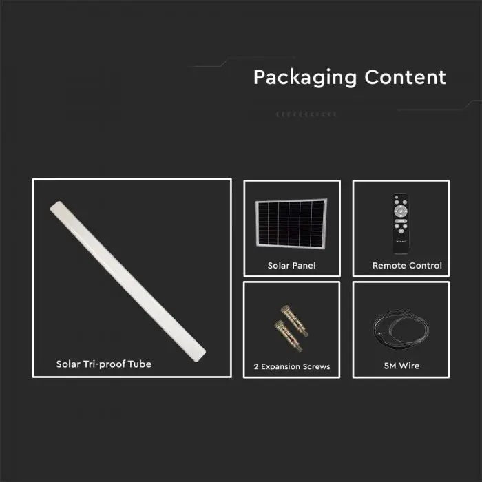 18W(1000Lm) LED solar luminaire, linear, IP65, V-TAC, 3IN1
