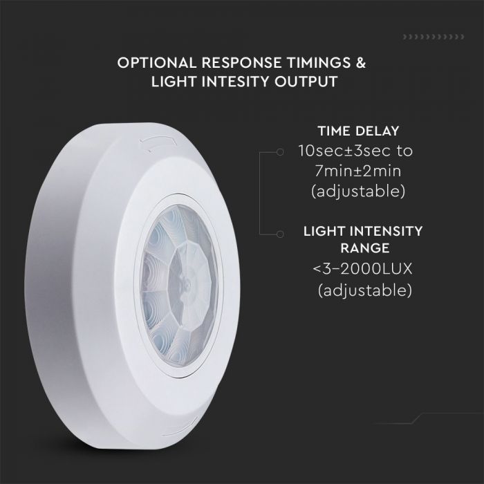 Infrapuna liikumisandur, valge, IP20, Max 200W LED, 360°, V-TAC