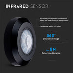 Infrapuna liikumisandur, must, IP20, Max 200W LED, 360°, V-TAC