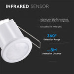 Infrasarkanais kustību sensors, balts, IP20,  Max 400W LED,  360°, V-TAC