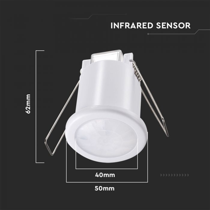 Infrasarkanais kustību sensors, balts, IP20,  Max 400W LED,  360°, V-TAC