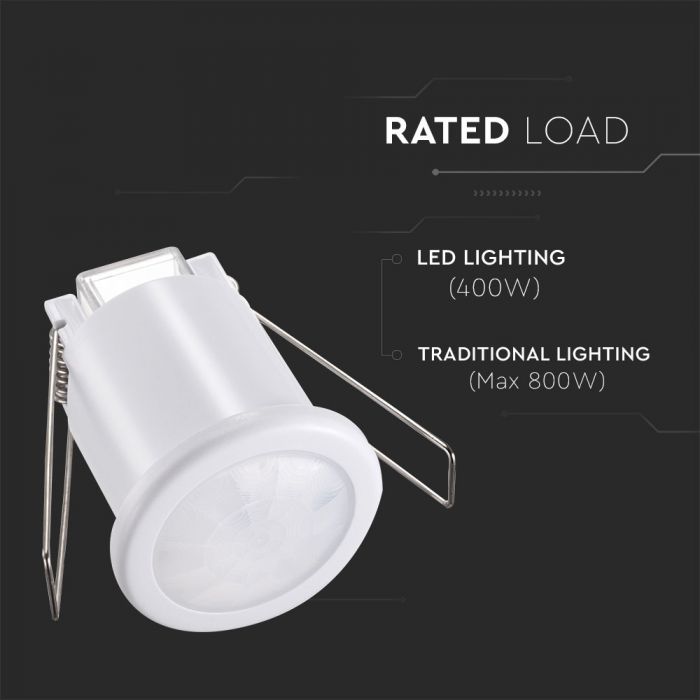 Infrasarkanais kustību sensors, balts, IP20,  Max 400W LED,  360°, V-TAC