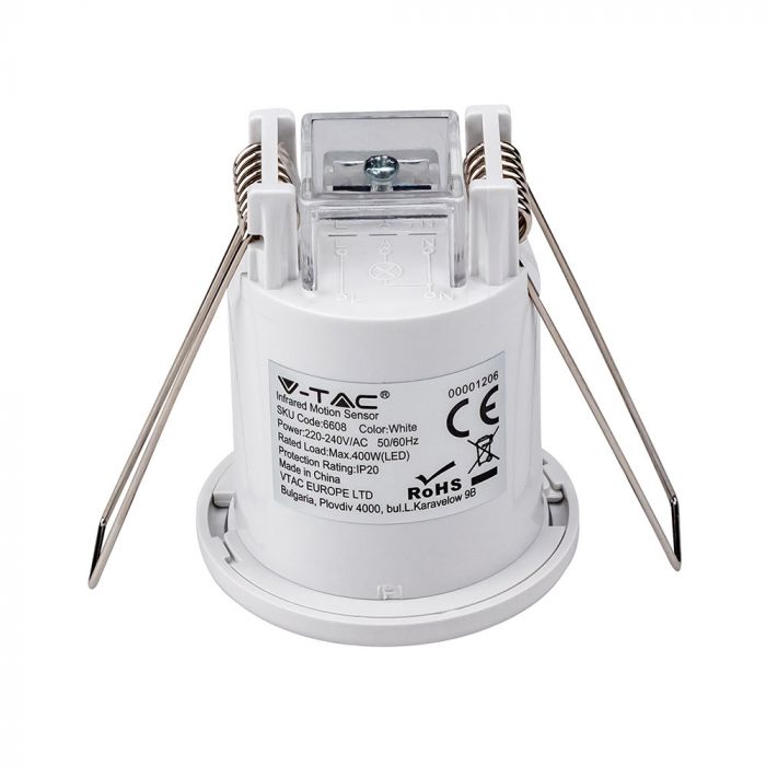 Infrasarkanais kustību sensors, balts, IP20,  Max 400W LED,  360°, V-TAC