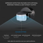 Infrapuna liikumisandur, must, 180°/360°, Max 600W LED, V-TAC