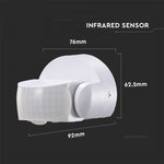 Infrapuna liikumisandur, valge, IP65, MAX:600W LED, 180°/360°, V-TAC