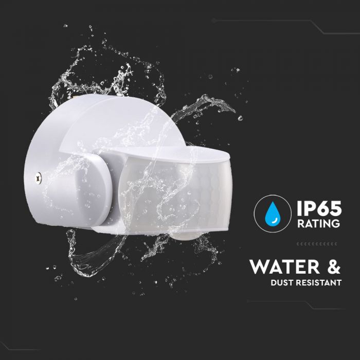 Infrapuna liikumisandur, valge, IP65, MAX:600W LED, 180°/360°, V-TAC