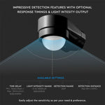 Infrasarkanais kustību sensors, melns, IP65, 240°,  Max 600W LED, V-TAC