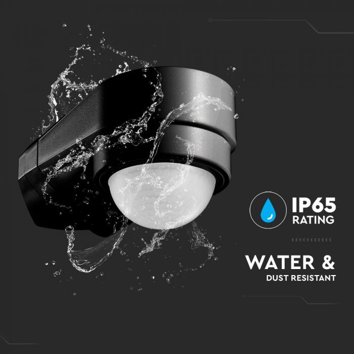 Infrared motion sensor, black, IP65, 240°, Max 600W LED, V-TAC
