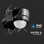 Infrasarkanais kustību sensors, melns, IP65, 240°,  Max 600W LED, V-TAC