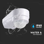 Infrasarkanais kustību sensors, balts korpuss, pielāgojams stūriem,  Max 600W LED,  180°, IP65, V-TAC