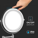 3W(30Lm) 5V 18 SMD LED Make-up Wall Mirror, IP44, V-TAC, 4xAA, холодный белый 6400K