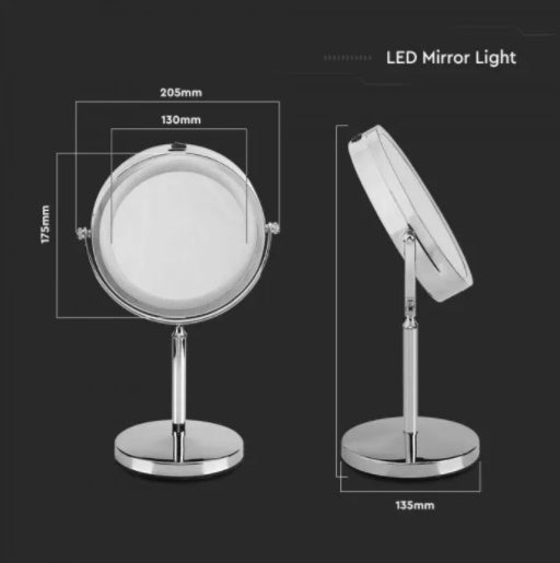 3W(30Lm) 5V 18 SMD LED Make-up spogulis, IP44, 4xAA, auksti balta gaisma 6400K