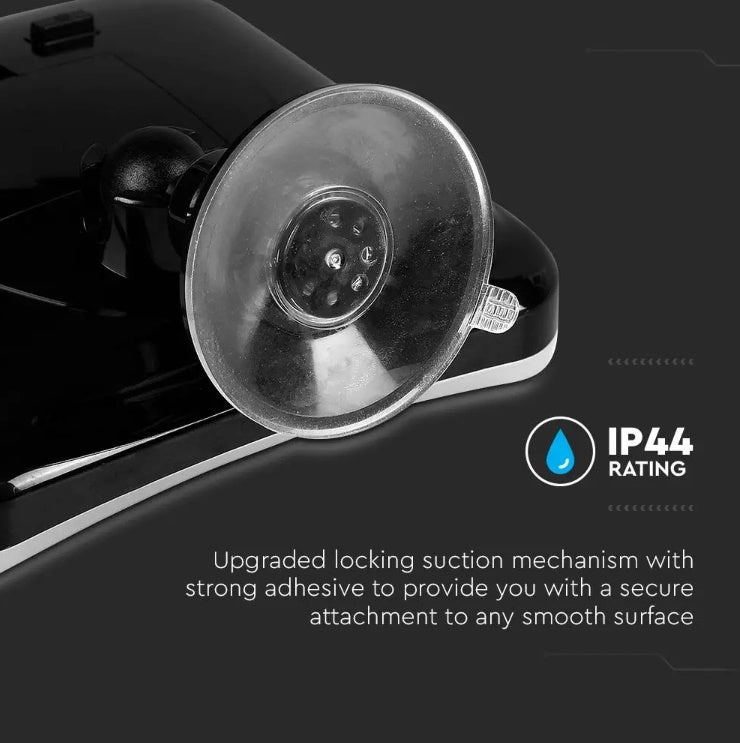 3.2W(30Lm) LED grima spogulis ar apgaismojumu, 16x19 cm, melns, 3xAAA baterijas (nav iekļautas), V-TAC, IP44, auksti balta gaisma 6400K
