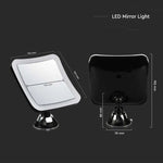 3.2W(30Lm) LED grima spogulis ar apgaismojumu, 16x19 cm, melns, 3xAAA baterijas (nav iekļautas), V-TAC, IP44, auksti balta gaisma 6400K