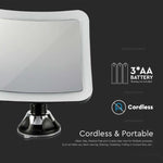 3.2W(30Lm) LED grima spogulis ar apgaismojumu, 16x19 cm, melns, 3xAAA baterijas (nav iekļautas), V-TAC, IP44, auksti balta gaisma 6400K