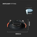 GU10 süvistatud raam/valgusti, ümmargune, Ø88X35mm, süvistatud. Dimm. Ø80mm, must, V-TAC