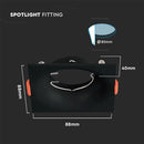 GU10 recessed frame/fixture, square, 88x88X35mm, recessed. Dimm. Ø80mm, black, V-TAC