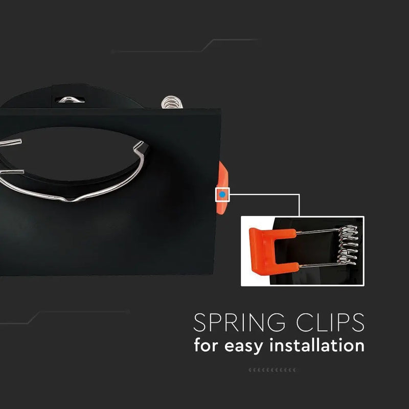 GU10 recessed frame/fixture, square, 88x88X35mm, recessed. Dimm. Ø80mm, black, V-TAC