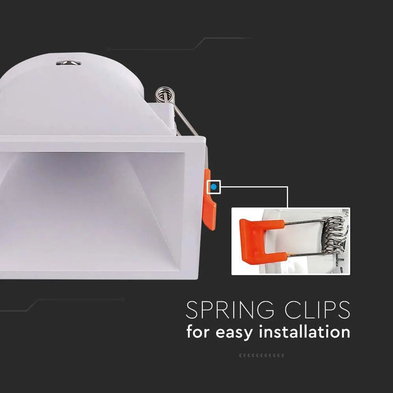 GU10 recessed frame/fixture, square, 93x93X55mm, recessed. Dimm. 83x83mm, white, V-TAC