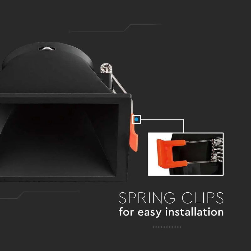 GU10 recessed frame/fixture, square, 93x93X55mm, recessed. Dimm. 83x83mm, black, V-TAC