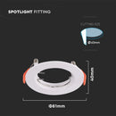 GU10 iebūvējams karkass/armatūra, apaļas formas, Ø81X40mm, iebūv. Izm. Ø63mm, balts, 2 gab, V-TAC