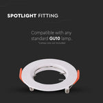 GU10 recessed frame/fixture, round, Ø81X40mm, recessed. Dimm. Ø63mm, white, 2 pcs, V-TAC