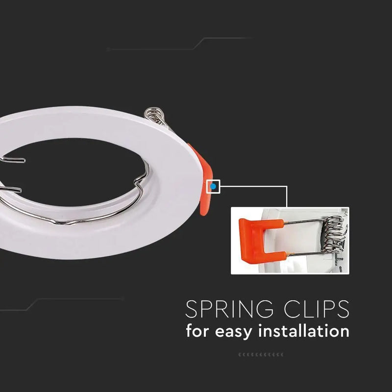 GU10 iebūvējams karkass/armatūra, apaļas formas, Ø81X40mm, iebūv. Izm. Ø63mm, balts, 2 gab, V-TAC