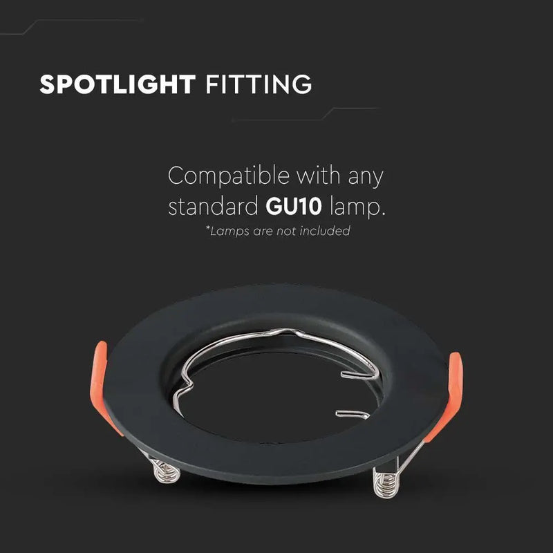 GU10 recessed frame/fixture, round, Ø81X40mm, recessed. Dimm. Ø63mm, black, 2 pcs, V-TAC