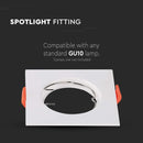 GU10 iebūvējams karkass/armatūra, kvadrāta formas, 81x81X40mm, iebūv. Izm. Ø63mm, balts, 2 gab, V-TAC