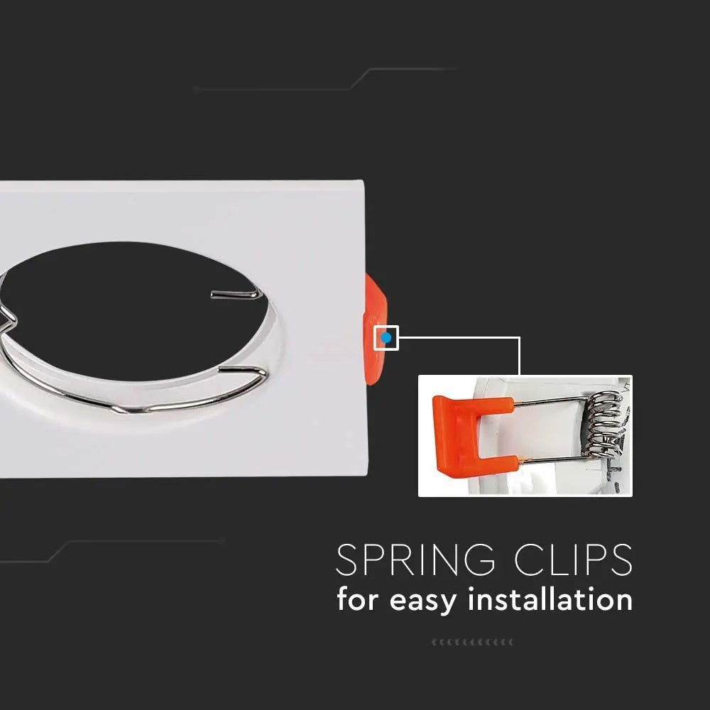 GU10 recessed frame/fixture, square, 81x81X40mm, flush-mounted Dimm. Ø63mm, white, 2 pcs, V-TAC