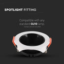 Встраиваемая рамка/светильник GU10, круглая, регулируемое направление света, Ø85X40 мм, встраиваемая Ø72 мм, белый/черный, V-TAC