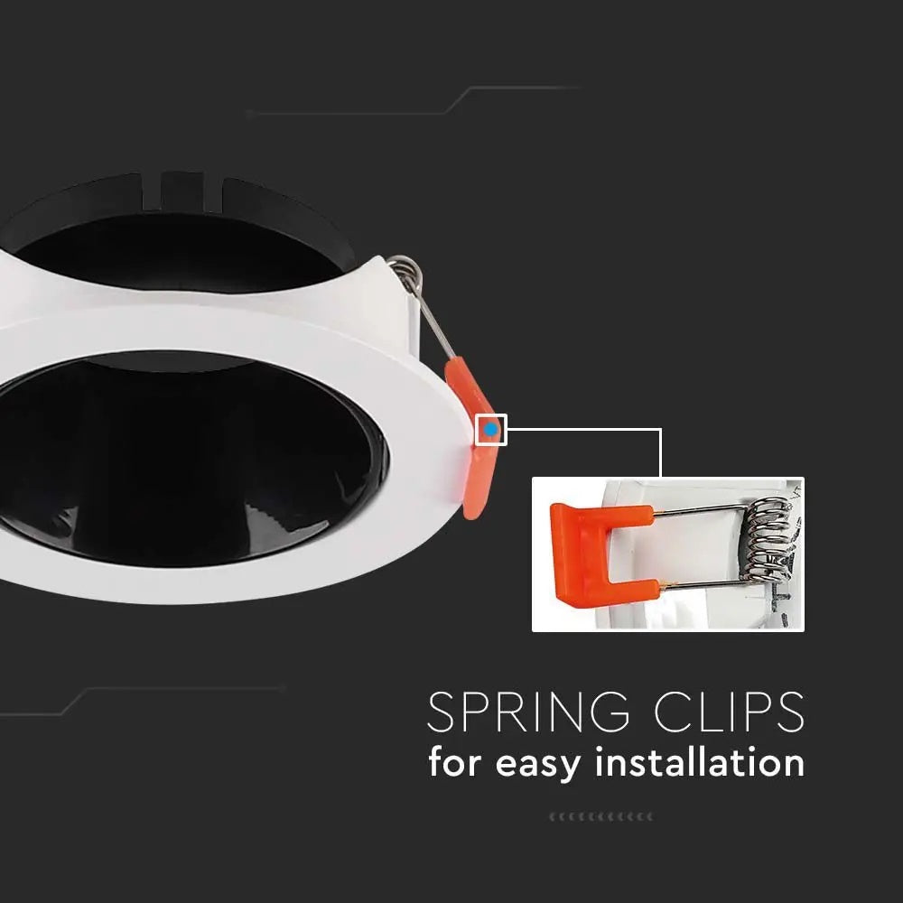 GU10 recessed frame/fixture, round, adjustable light direction, Ø85X40mm, recessed Ø72mm, white/black, V-TAC