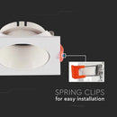 GU10 встраиваемая рамка/каркас, квадратная форма, регулируемое направление освещения, 85х85х40мм, встроенный. размер Ø72мм, белый/белый, V-TAC