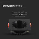 GU10 recessed frame/fixture, square, adjustable light direction, 85x85x40mm, recessed. Ø72mm, black/black, V-TAC