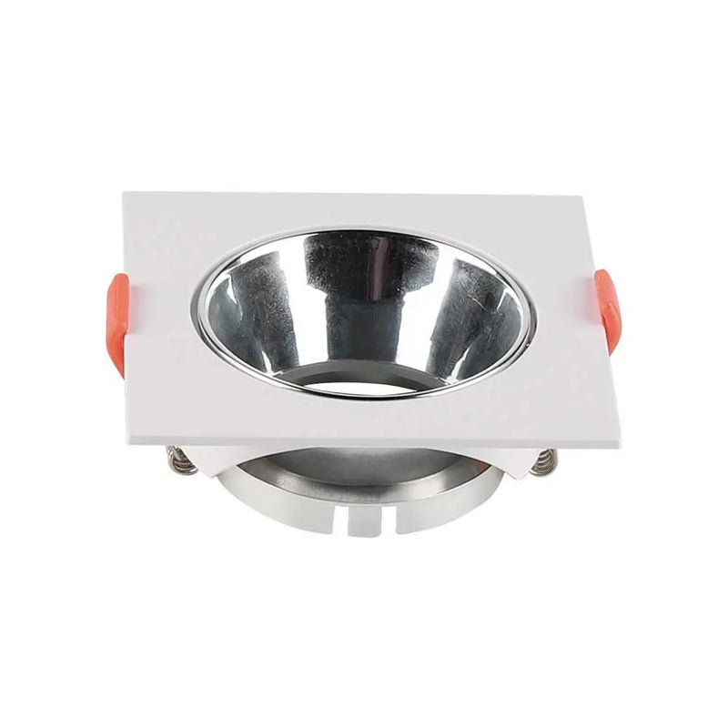 GU10 iebūvējams karkass/armatūra, kvadrāta formas, balts, hromēts reflektors, V-TAC