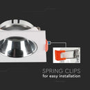 GU10 recessed frame/fixture, square, adjustable light direction, 85x85x40mm, recessed. Ø72mm, white/chrome, V-TAC