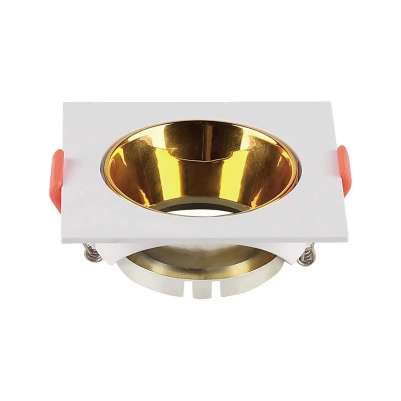 GU10 recessed frame/fixture, square, adjustable light direction, 85x85x40mm, recessed. Ø72mm, white/gold kr, V-TAC