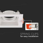 GU10 recessed frame/fixture, square, adjustable light direction, 80X80x25mm, recessed. Ø74mm, white, V-TAC