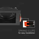 GU10 iebūvējams karkass/armatūra, kvadrāta formas, regulējams apgaismojuma virziens, 102x102X42mm, iebūv. izm 95x95mm,  melns, V-TAC